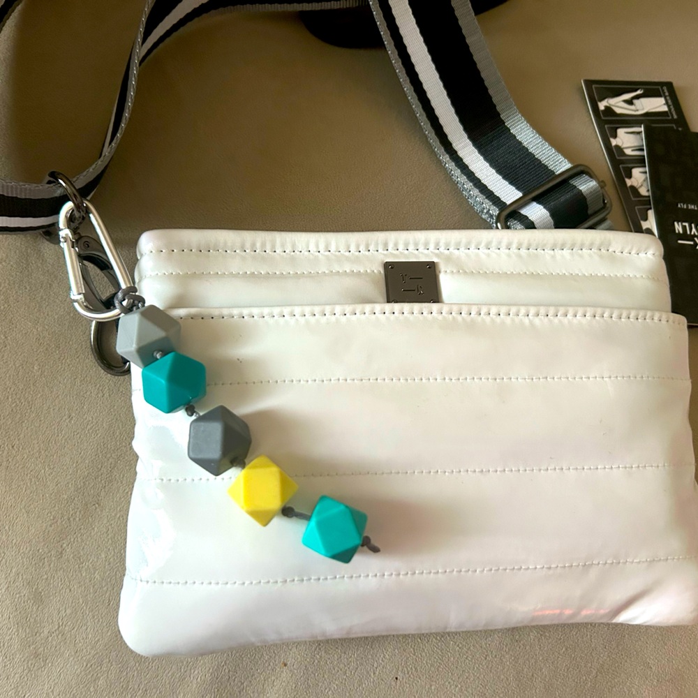 Bag Charm Blue Aqua Yellow Grey Geodesic DIY